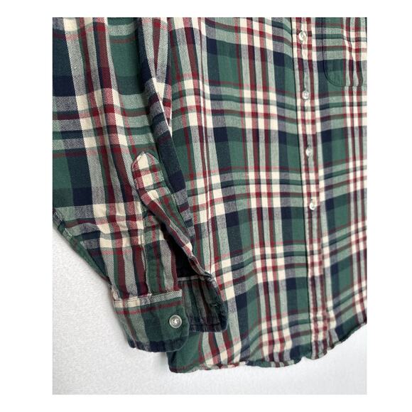 Vintage L.L. Bean USA green red Plaid Flannel Shirt Women’s Medium 80s/90s - Picture 6 of 13